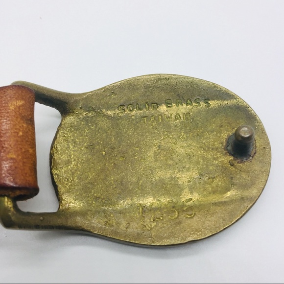 BOHO LEATHER BELT w/ SOLID BRASS BUCKLE || Brown - Picture 3 of 5